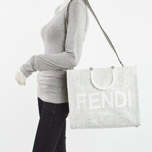 Fendi x Marc Jacobs Bleached Denim Medium Sunshine Shopper Tote Bag